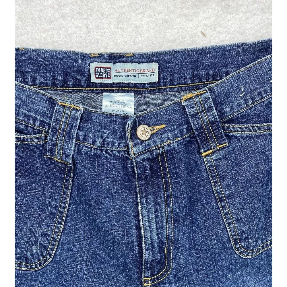 Faded Glory Jeans Womens Size 14 Denim Hi Rise Straight Fit Blue Pants